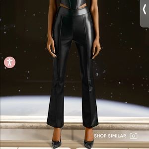 Oh Polly “Walk Away” black Faux Leather Flare Trousers